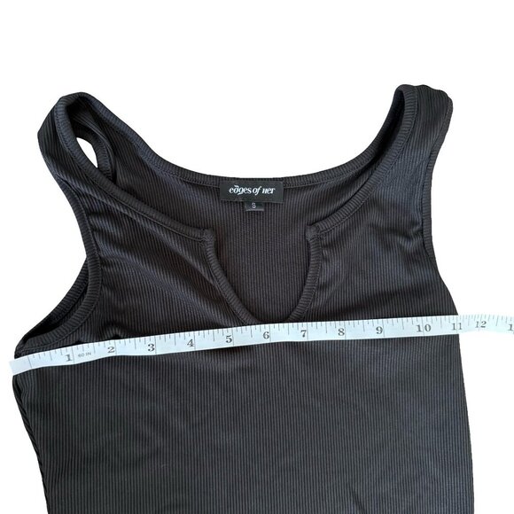 Ribbed Notch Neck Bodycon Maxi Dress Black XSmall - Picture 9 of 10